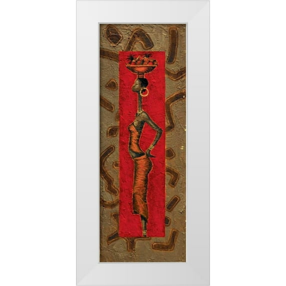 Kamba 11x24 White Modern Wood Framed Museum Art Print Titled - African Lady II