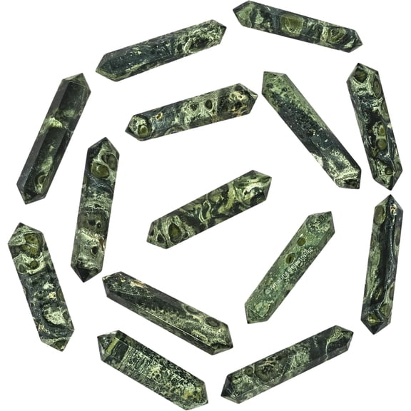 Kambaba Jasper Crystal Points Bulk 3 Pcs, Hexagonal Healing Point Double Terminated