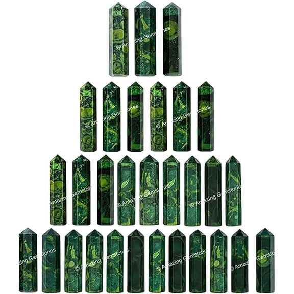 Kambaba Jasper Crystal Points, Healing Crystals for Crafts, Crystal Grid, DIY Work (Pack of 3)
