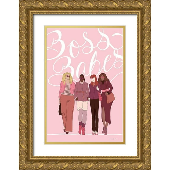 Kamdon Kreations 11x14 Gold Ornate Wood Framed with Double Matting Museum Art Print Titled - Boss Babes