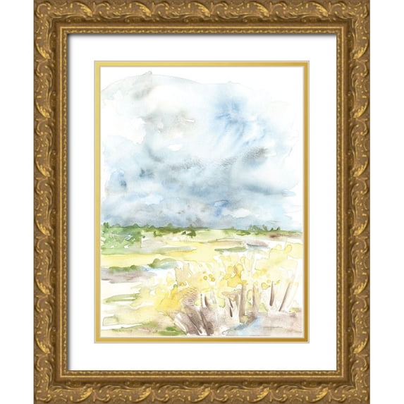 Kamdon Kreations 12x14 Gold Ornate Wood Framed with Double Matting Museum Art Print Titled - Wheat Field