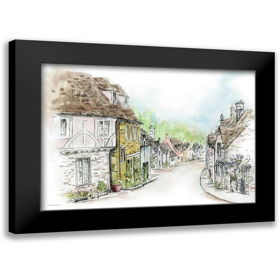 Kamdon Kreations 14x11 Black Modern Framed Museum Art Print Titled - Village
