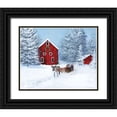 thumbnail image 1 of Kamdon Kreations 14x12 Black Ornate Wood Framed with Double Matting Museum Art Print Titled - Over the River and Through the Woods, 1 of 4