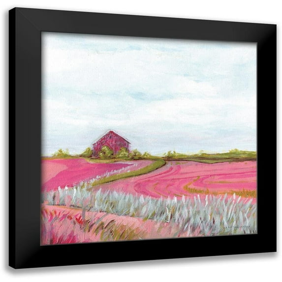 Kamdon Kreations 15x15 Black Modern Framed Museum Art Print Titled - Pink Fall Farm