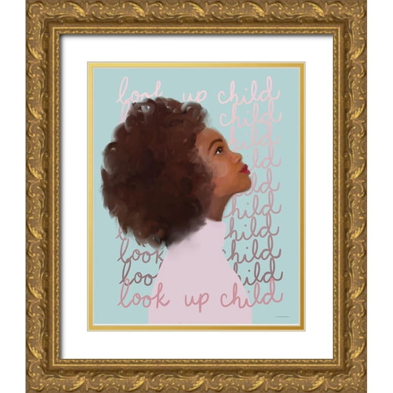 Kamdon Kreations 15x18 Gold Ornate Wood Framed with Double Matting Museum Art Print Titled - Look Up Child