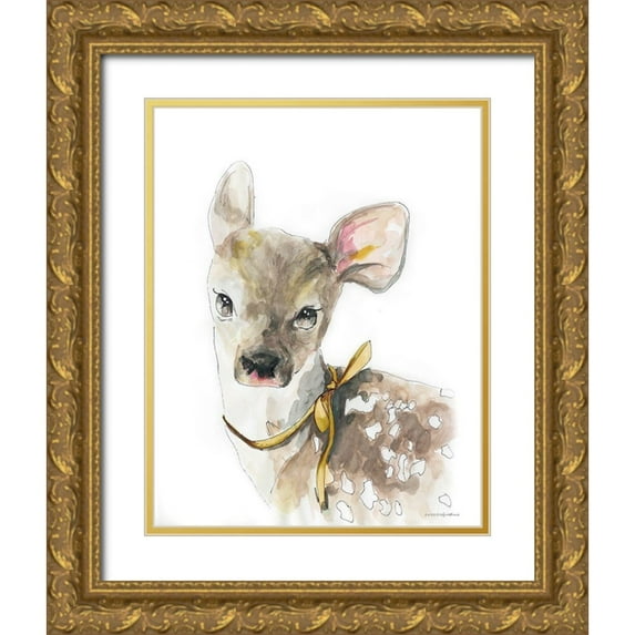 Kamdon Kreations 15x18 Gold Ornate Wood Framed with Double Matting Museum Art Print Titled - Marigold Doe
