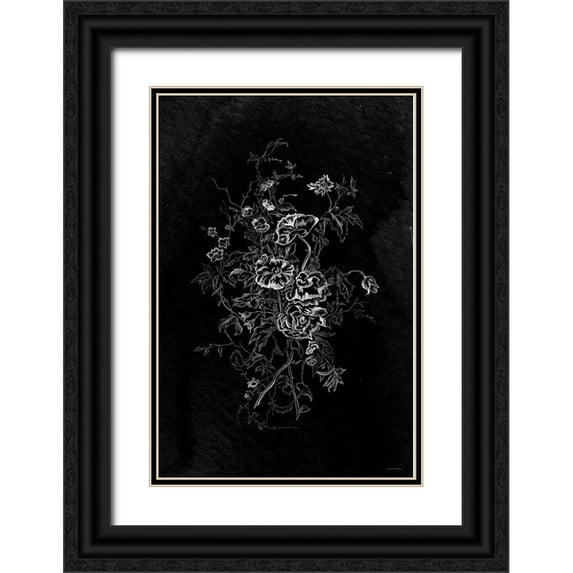Kamdon Kreations 17x24 Black Ornate Wood Framed with Double Matting Museum Art Print Titled - Lacey Flowers
