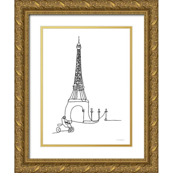 Kamdon Kreations 19x24 Gold Ornate Wood Framed with Double Matting Museum Art Print Titled - Vespa Ride