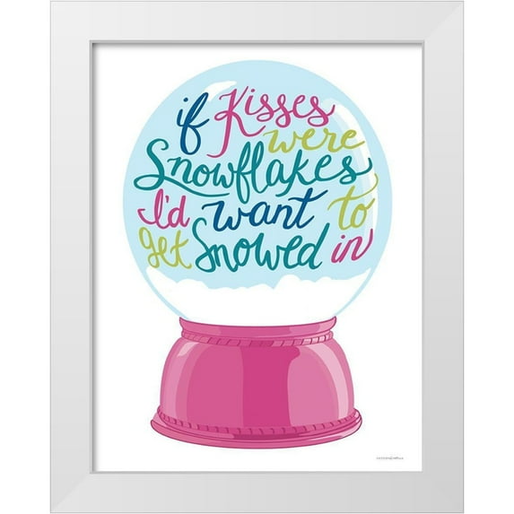 Kamdon Kreations 19x24 White Modern Wood Framed Museum Art Print Titled - If Kisses Were Snowflakes