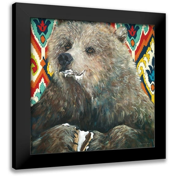 Kamdon Kreations 20x20 Black Modern Framed Museum Art Print Titled - Bear Wants Smore