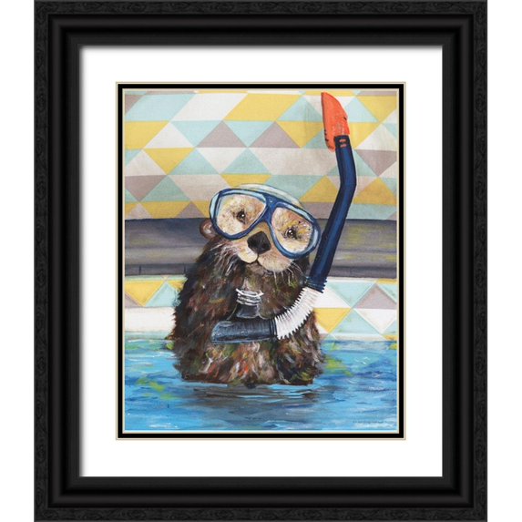 Kamdon Kreations 20x24 Black Ornate Wood Framed with Double Matting Museum Art Print Titled - Scuba Training
