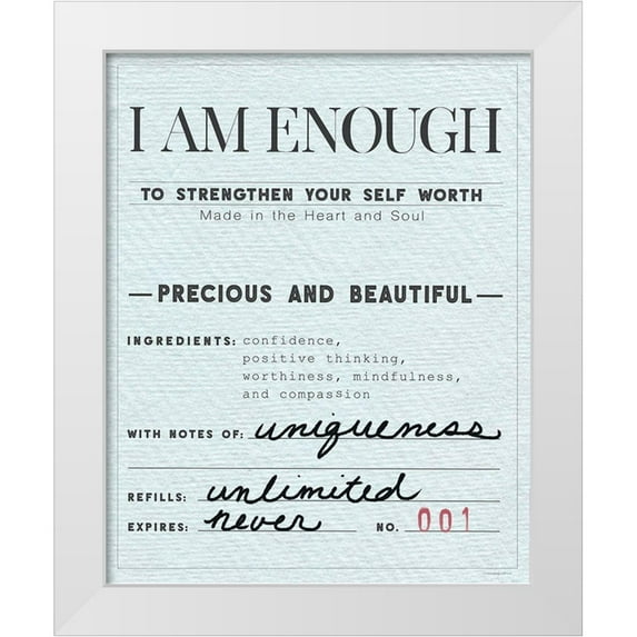 Kamdon Kreations 20x24 White Modern Wood Framed Museum Art Print Titled - I Am Enough