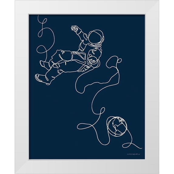 Kamdon Kreations 20x24 White Modern Wood Framed Museum Art Print Titled - Lines in Space 1
