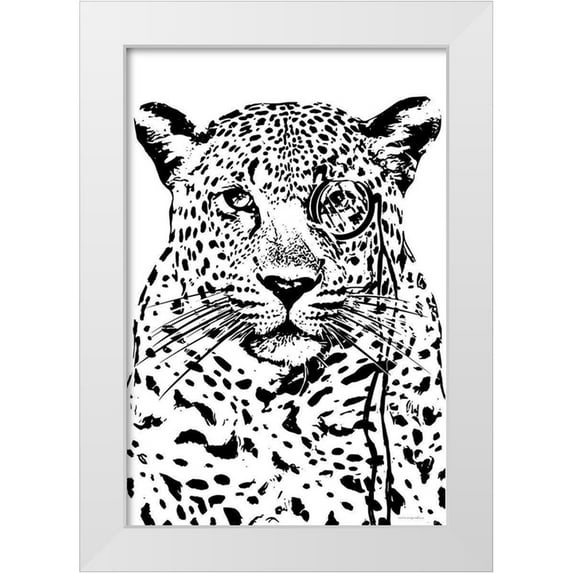 Kamdon Kreations 23x32 White Modern Wood Framed Museum Art Print Titled - Cheeky Cheetah