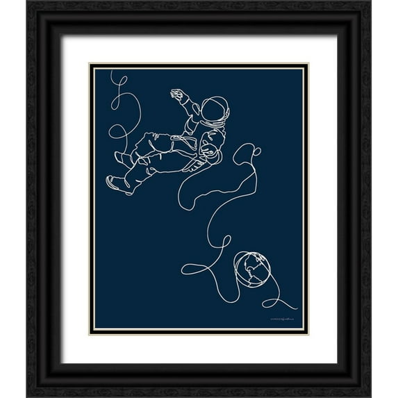 Kamdon Kreations 26x31 Black Ornate Wood Framed with Double Matting Museum Art Print Titled - Lines in Space 1