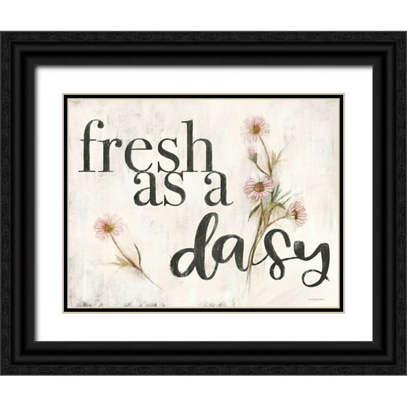 Kamdon Kreations 32x26 Black Ornate Wood Framed with Double Matting Museum Art Print Titled - Fresh as a Daisy