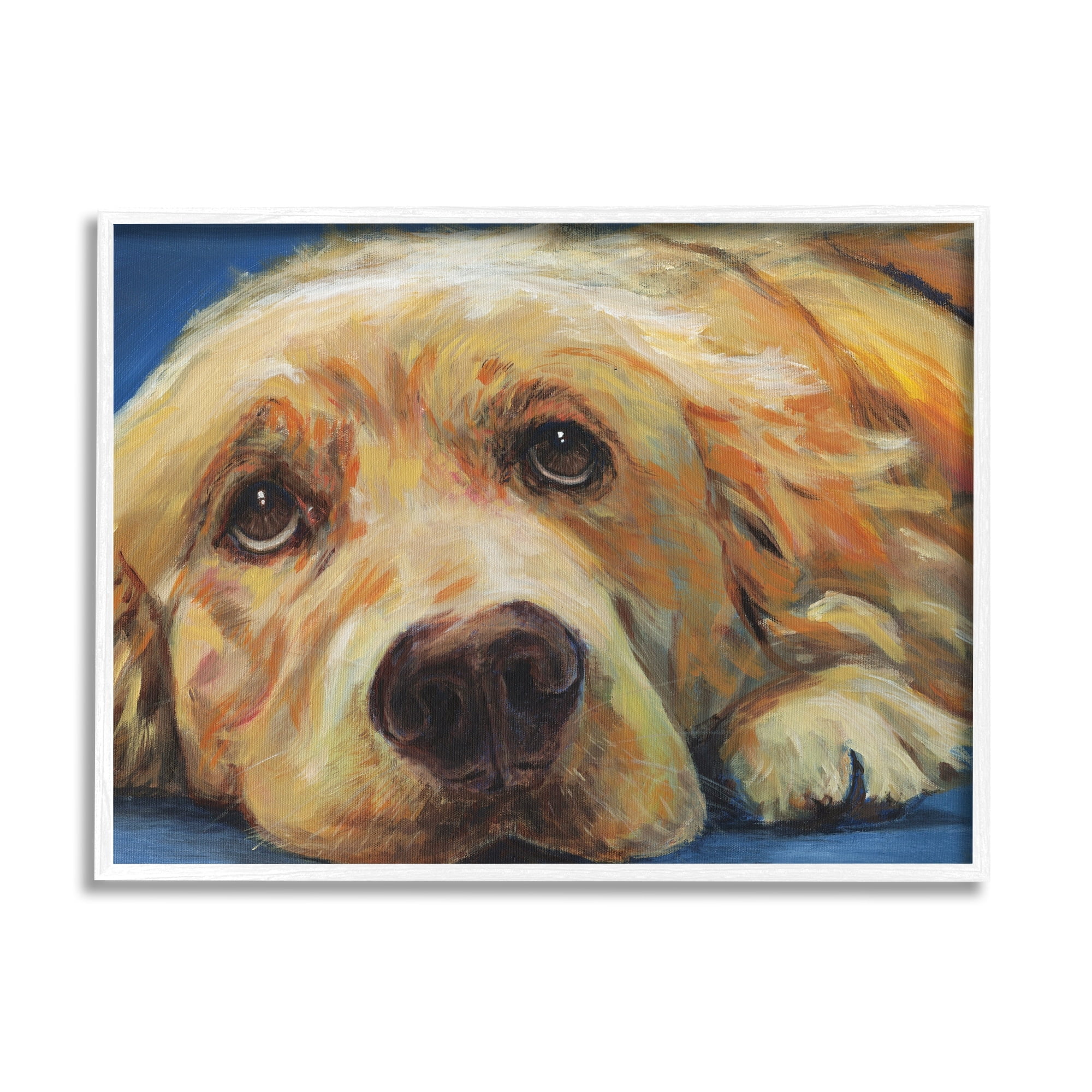 Kamdon Kreations Golden Retriever Begging Eyes Expressive Dog Portrait 30" x 24" Framed Painting Art Print, by Stupell Home Décor