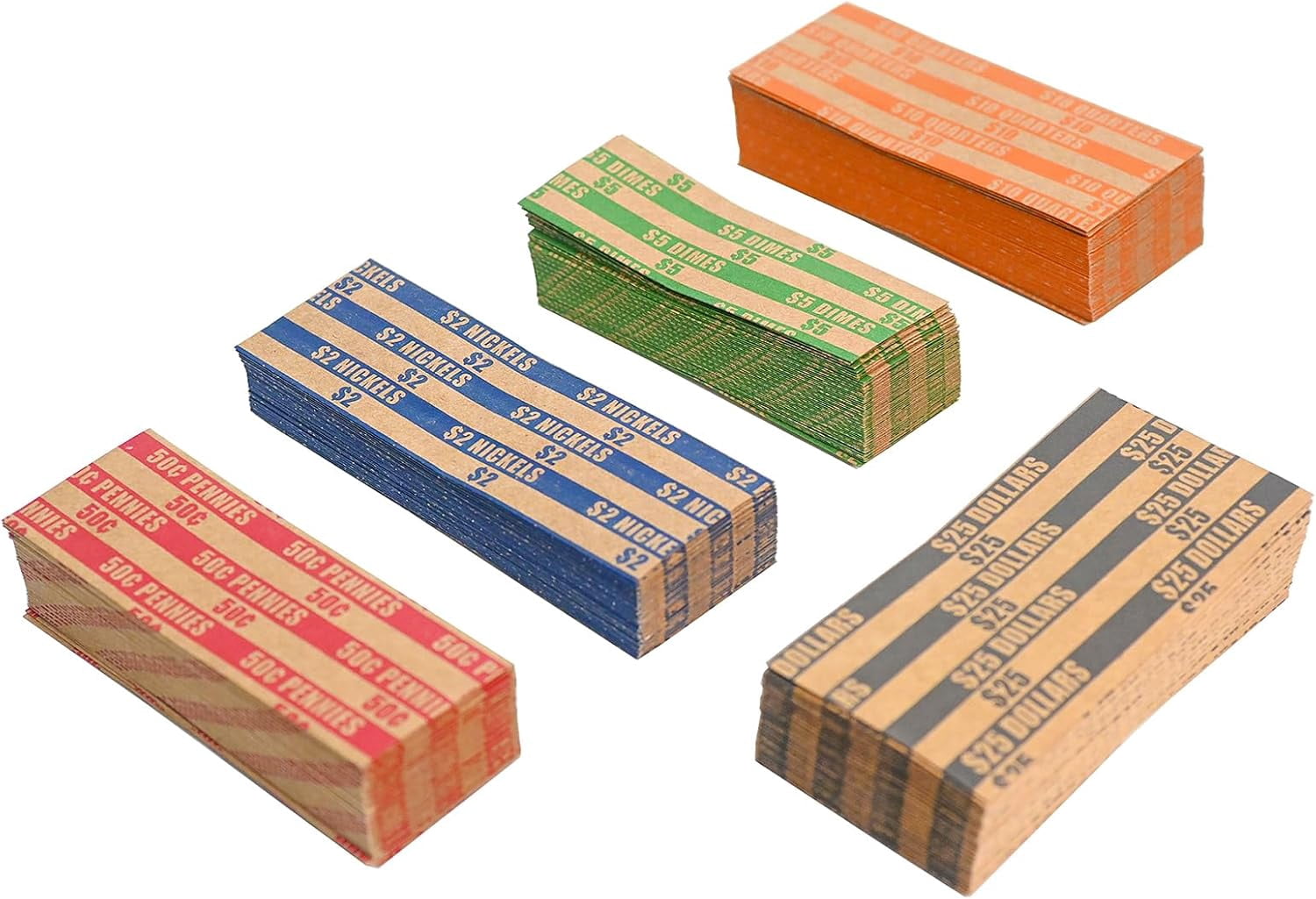 Kame S Home 250 PCS Assorted Flat Coin Rolls Wrappers for Pennies ...