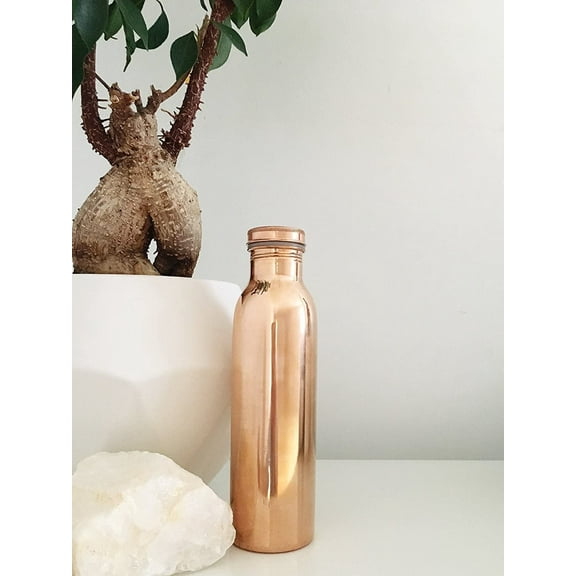 Kameations Pure Copper Yoga Water Bottle or Thermos Flask 34oz Capacity with 99.5% Purity- Handmade,Joint Free & Leak Proof for Ayurvedic Health Benefits,Sports,Gym,Yoga & Travel