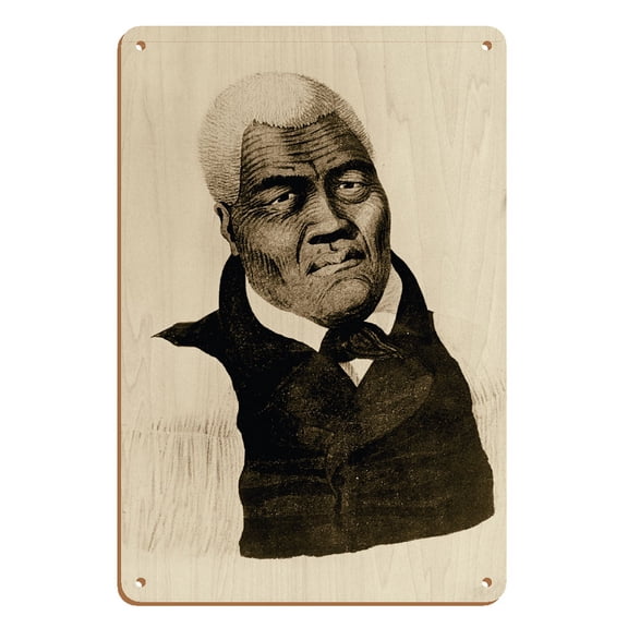 Kamehameha I (Kamehameha the Great) - Hawaiian King (1758-1819) - Vintage Engraved Illustration - 8 x 12 inch Vintage Wood Art Sign