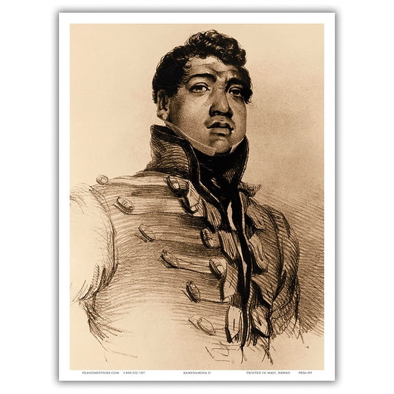 Kamehameha II - Portrait of the Hawaiian King (1797-1824) - Vintage Engraved Illustration - Master Art Print (Unframed) 9in x 12in