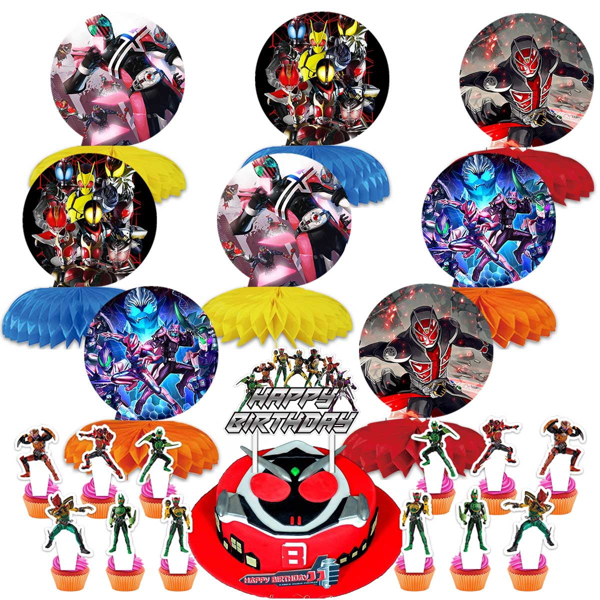 Knight Rider Part Decor Kamen Rider Party Decor Supplies Honeycomb Centerpieces&Table Toppers ...