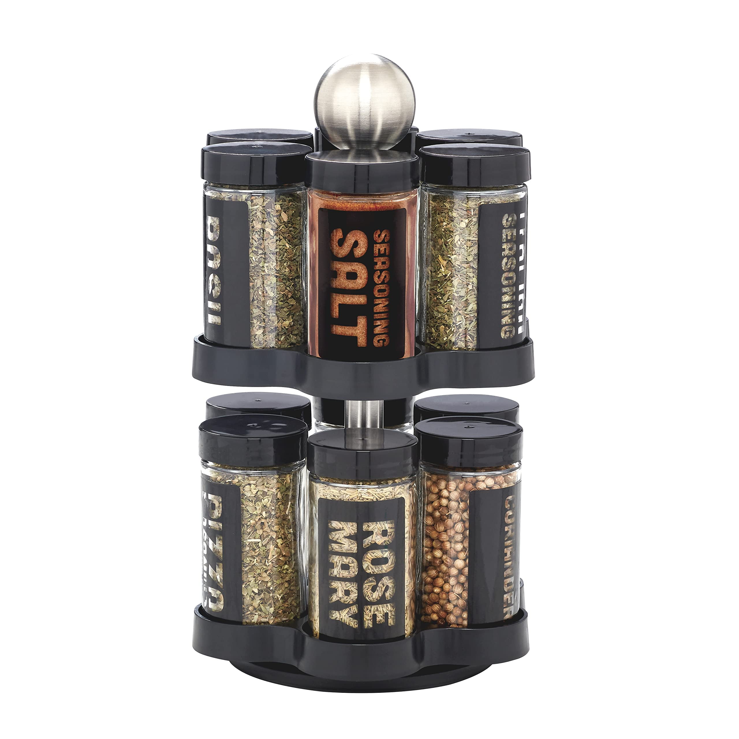 Kamenstein 12 Jar Madison Revolving Countertop Spice Rack with Spices