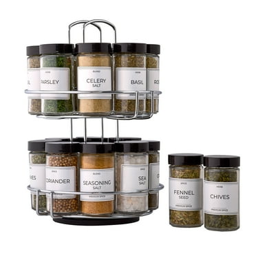 Kamenstein 16-Jar Chrome Wire 2-Tier Revolving Filled Countertop Spice Rack & Organizer