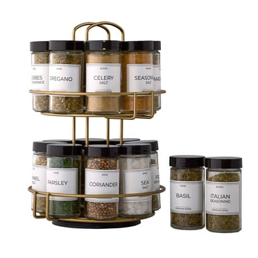 Kamenstein 16-Jar Gold Wire 2-Tier Revolving Filled Countertop Spice Rack & Organizer