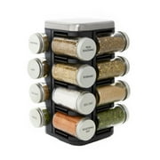 Kamenstein Prefilled 16 Jar Plaza Spice Rack with Ridge Metal Cap