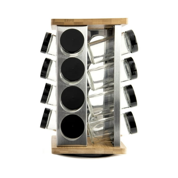 Kamenstein 16-Jar Warner Bamboo & Stainless Steel Spice Rack, Unfilled