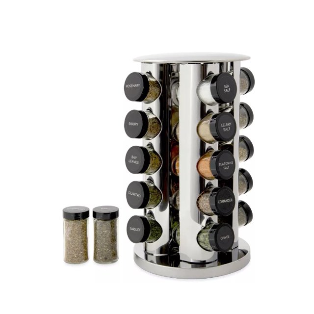 Kamenstein 20 Jar Revolving Countertop Spice Rack with Spices Included