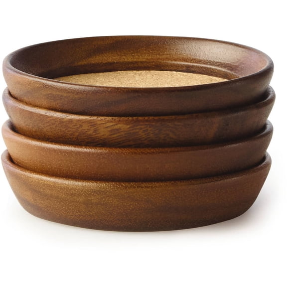 Kamenstein 4-piece Acacia Wood and Cork Coaster Set