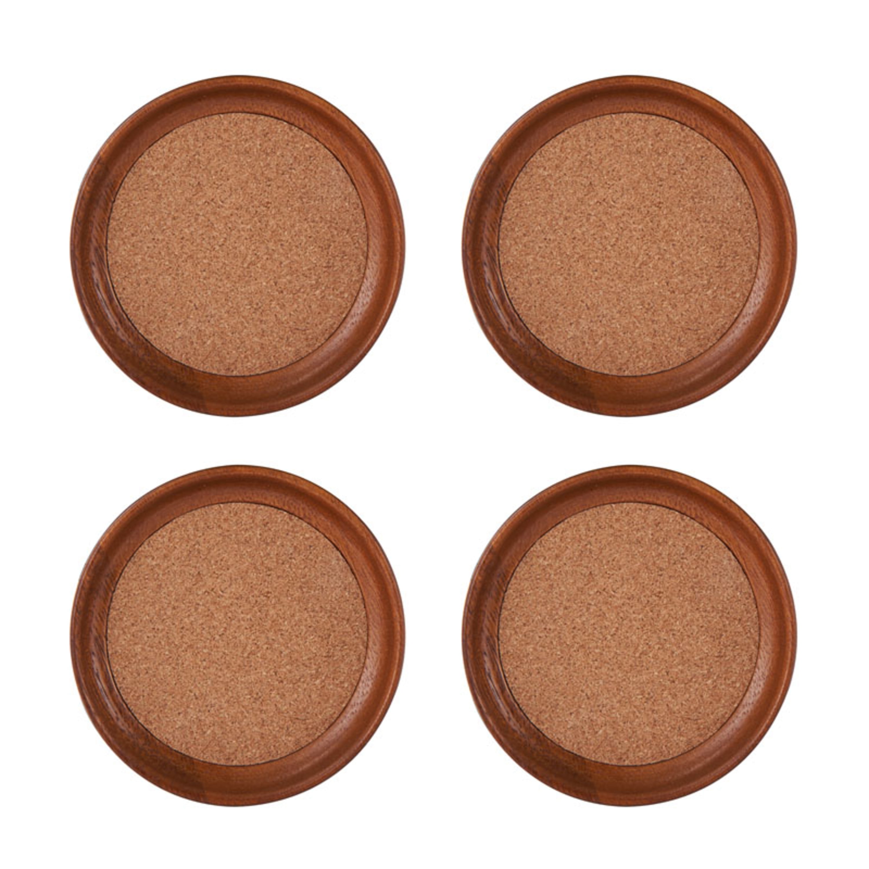 Stackable Acacia Wood and Cork Coaster Set, 4 Pieces
