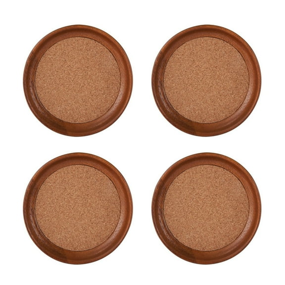 Kamenstein 4-Piece Acacia Wood and Cork Coaster Set
