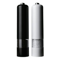 Kamenstein 8-Inch Battery Operated Grinder Set Black & White, Filled Salt & Pepper Mill Set