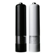 Kamenstein 8-Inch Battery Operated Prefilled Salt & Pepper Grinder Set, Black & White