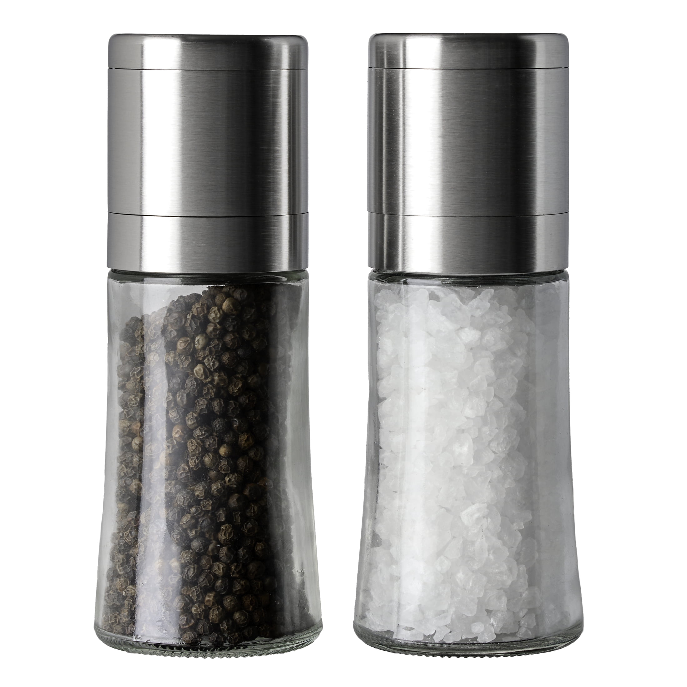 Elite Stainless Steel and Glass Salt and Pepper Grinder Set