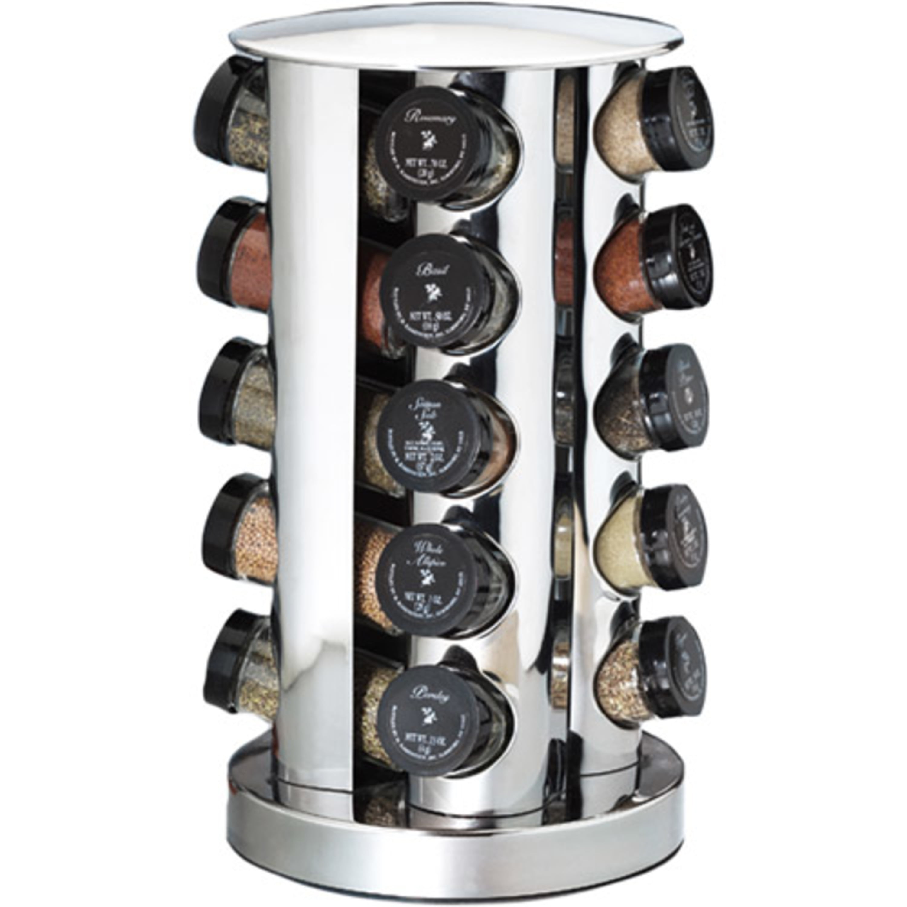 Kamenstein Revolving 20 Jar Pre Filled Glass Jar Countertop Rack