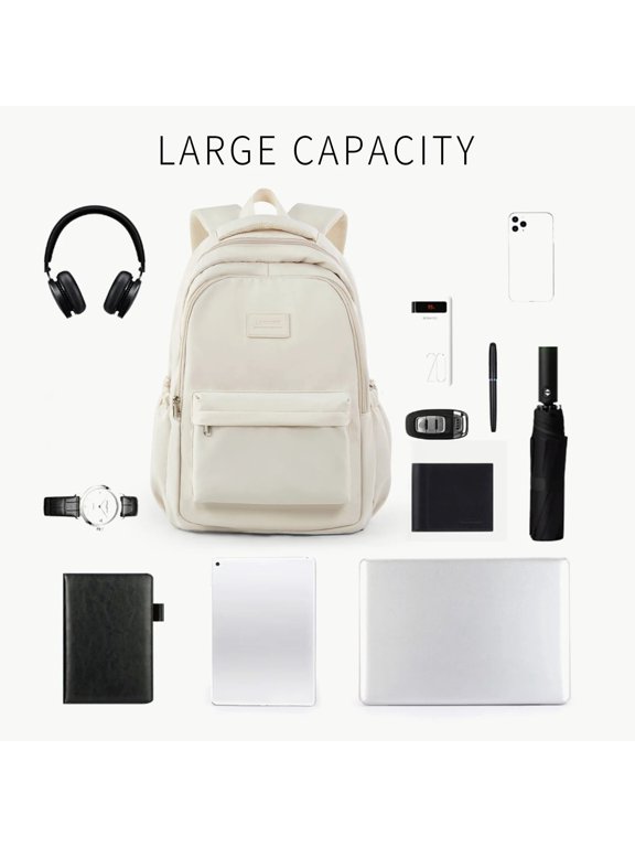 Backpack Beige Casual Travel Daypack Adjustable Shoulder Rucksack Suitable for Men Women Students Campus Study Daily Commuting Shopping Outdoor Walking