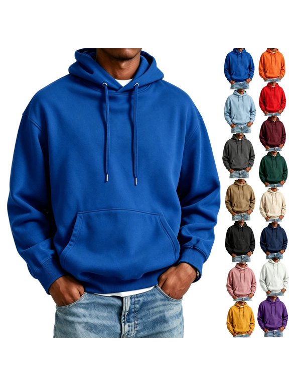 Essentials Hoodie Men Tactical Collar Long Sleeve Pullover with Pocket | Soft Essential Lightweight Sweatshirt for Fall Winter Workout Travel