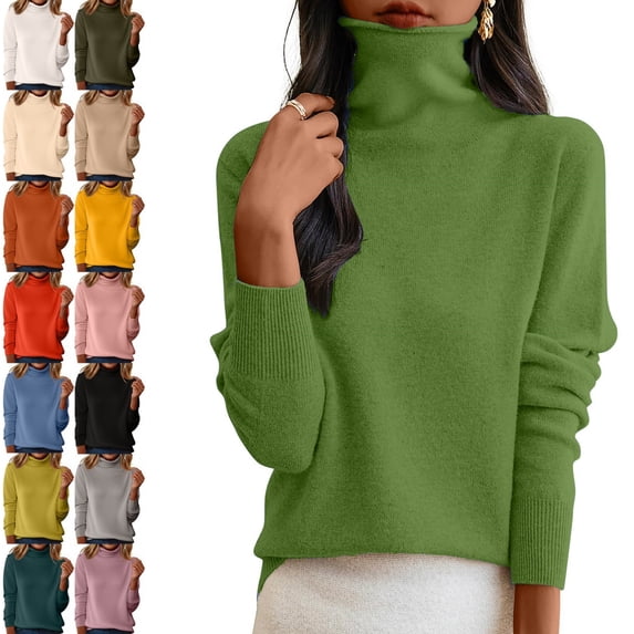Kamentoy Fall Sweaters for Women Warm Long Sleeve Neck Sweater Fall Winter Soft Knit Turtleneck Tops, Casual Lounge Work Daily Wear