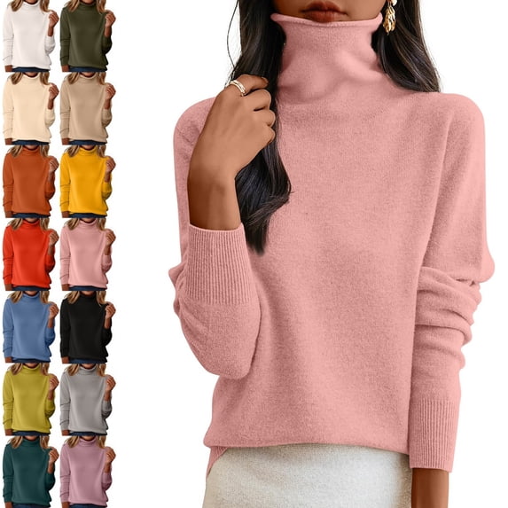 Kamentoy Fall Sweaters for Women Warm Long Sleeve Neck Sweater Fall Winter Soft Knit Turtleneck Tops, Casual Lounge Work Daily Wear