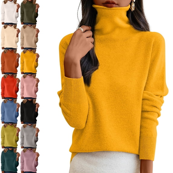 Kamentoy Fall Sweaters for Women Warm Long Sleeve Neck Sweater Fall Winter Soft Knit Turtleneck Tops, Casual Lounge Work Daily Wear