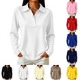 thumbnail image 1 of Kamentoy Long Sleeve Polo Shirts for Women Dressy Button Lapel Collar Golf Tops | Business, Office, Workout, Vacation, Holiday, Workout Clothes, 1 of 8