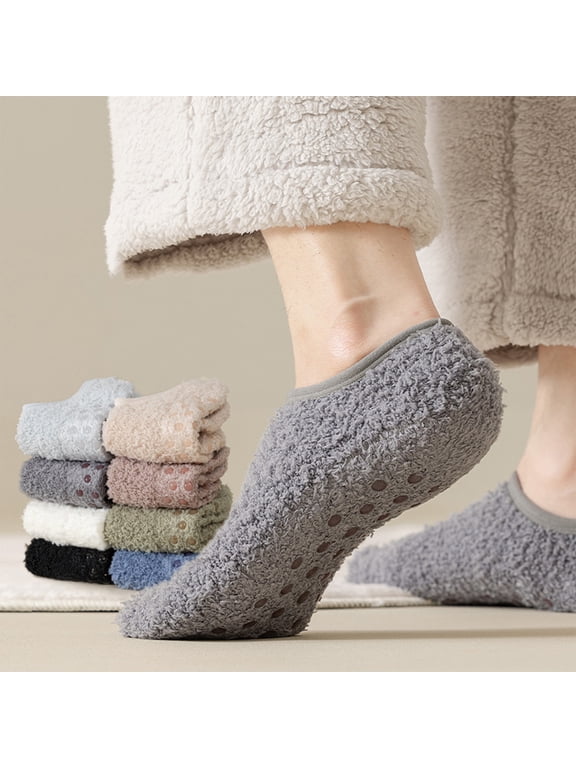 Men Floor Socks Slipper Socks Warm House Socks Men Non Slip Slipper Socks Cozy Plush Winter Indoor Sleeping House Socks Soft Comfortable Warm Foot Home Socks