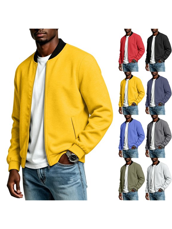 Men's Lightweight Windbreaker Bomber Jacket Classic Baseball Collar Zip Up Coat Wear with Pockets For Spring Fall Daily Casual Travel Outfits