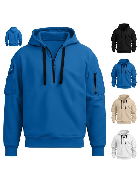 Mens Tactical Hoodie Lightweight Quarter Zip Pullover with Pocket | Lightweight Pullover Sweatshirts, Zipper Pocket, Casual Daily Wear