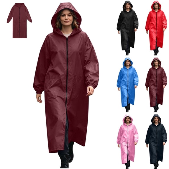 Kamentoy Rain Ponchos for Adults Rain Jacket Women Waterproof with Hood Zipper Men Hiking Jackets for Travel Long Raincoat