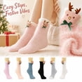thumbnail image 1 of Kamentoy Socks For Women Christmas Thick Coral Fleece Fuzzy Mid Calf Crew Socks Soft Warm Plush Sleep Socks for Ladies Fall Winter Indoor Lounging Rest Christmas Holiday, 1 of 6